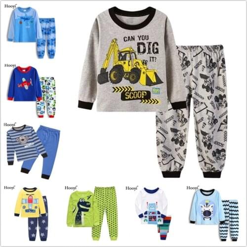 Digger Baby Boy Pajamas Clothes Suits Long Sleeve Cotton Children T-Shirts Trouser Pyjamas Set Kid Sleepwear 2 3 4 5 6 7 Years