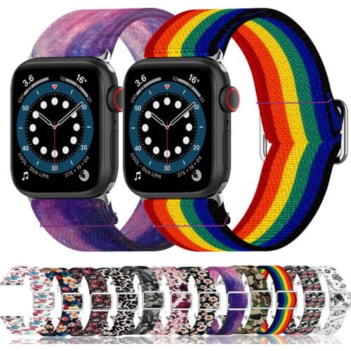 Nylon Watchband For Apple Watch 5 44mm 40mm 38mm 42mm Watch Strap For iWatch serie 1/2/3/4/6/SE Elastic Belt Bracelet Strap