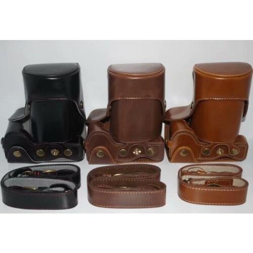 Luxury Factory Leather Camera Case Bag W/Strap for Sony A6500 Alpha 16-70mm Lens Mirrorless System Camera