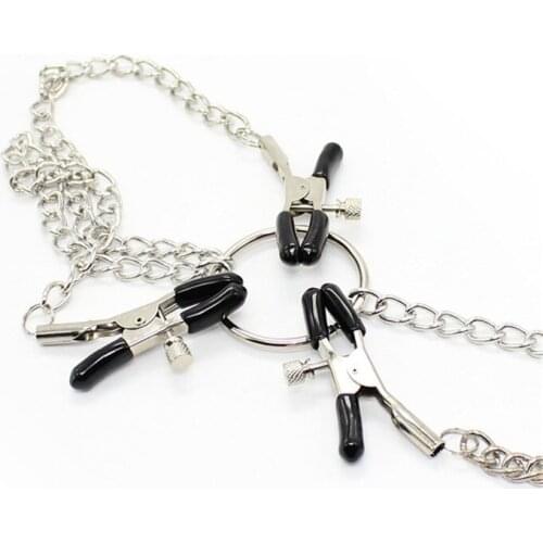 Sexy Nipple Clamp Female Breast Stainless Steel Nipple Clamps with Chain Clips BDSM Bondage Accessories for Couples Adults Game
