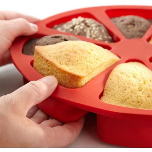 2Pcs/Lot Silicone Bakeware Moulds Non-Stick Round 8 Holes Oven Orange Shaped Pizza Dish Jelly Muffin Mousse Cake Mold 3D