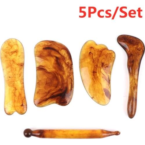 1/3/5Pcs Natural Resin Beeswax Amber Guasha Scraper Face Neck Back Body Massage Scraping Tool SPA Therapy Massage Board