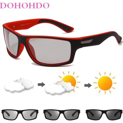 DOHOHDO Polarized Photochromic Sunglasses Men Chameleon Discoloration Sports Driving Sun Glasses Male Driver Safty Goggles VU400