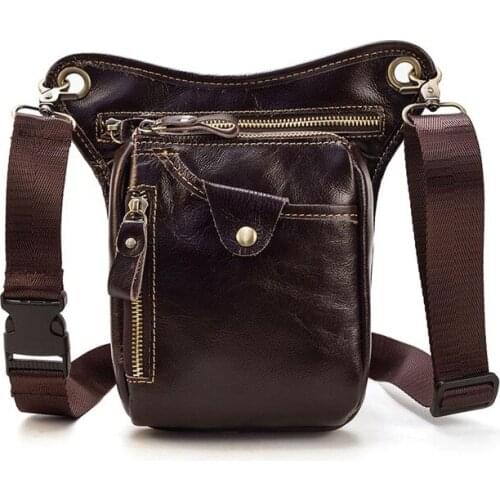 Shoulder Bag Crossbody Bag Pack for Hips Legs Bag for Men High Quality Mens Genuine Leather Waist Big Leg Bag Motorcycle