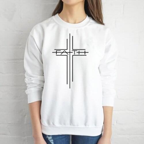 Woman Clothes Jumper Top Faith Cross Graphic Sweatshirt Women Causal Christian O Neck Pullover Hoodie Spring Autumn