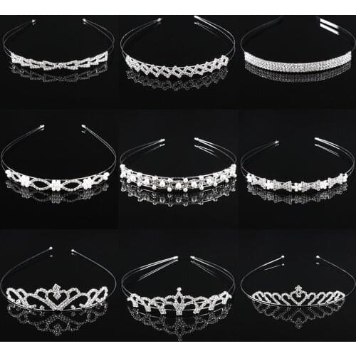 Elegant Women Girl Wedding Prom Hair Jewelry Tiara And Crown Shiny Rhinestone Simulated Pearl Hairbands Headband For Princess