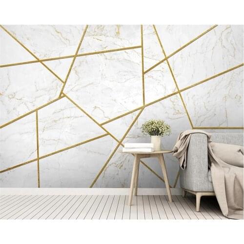 Custom 3d wallpaper modern minimalist jazz white marble pattern golden line background wall living room bedroom decoration обои