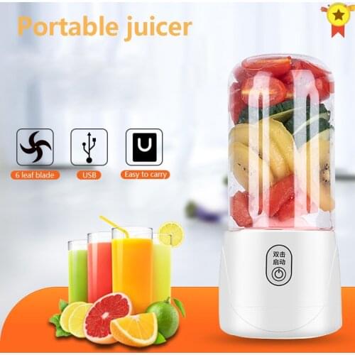 400ml 4/6 Blades Portable Electric Fruit Juicer Home USB Rechargeable Smoothie Maker Blenders Machine Sports Bottle Juicing Cup