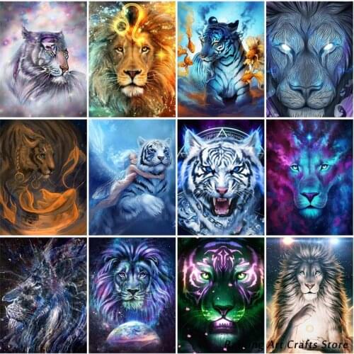 5D Diy Diamond Painting Embroidery Leo Full Square/round Drill Rhinestone Cross Stitch Colorful Lion Mosaic Pictures Home Decor