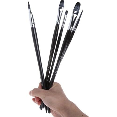 6Pcs Brushes Set for Art Painting Oil Watercolor Drawing Craft DIY Kid Artist E56C