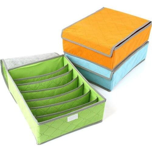 8PCS / LOT Bamboo Charcoal Antibacterial Moisture Proof Blue Green Orange Color Multi Grid Storage Box