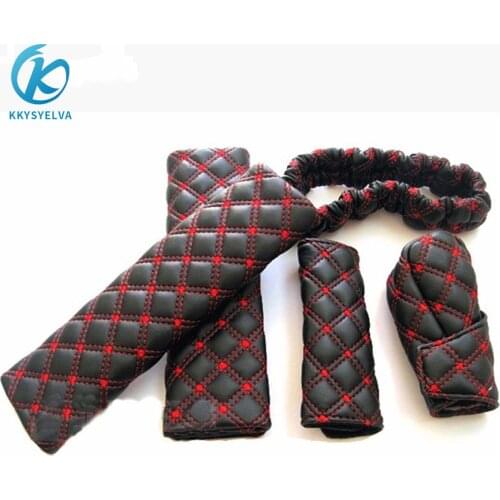 KKYSYELVA Hand Brake Case & Gear shift case car interior accessory View Mirror Cover Interior Accessory Set Belts