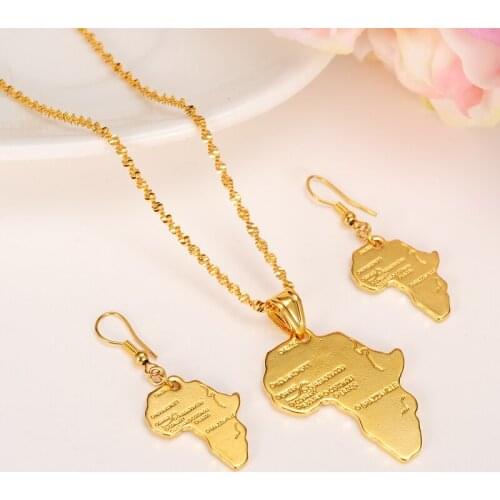 Bangrui Hiphop Africa Necklace Gift Gold Pendant & Chain Wholesale African Map Men/Women Trendy Jewelry