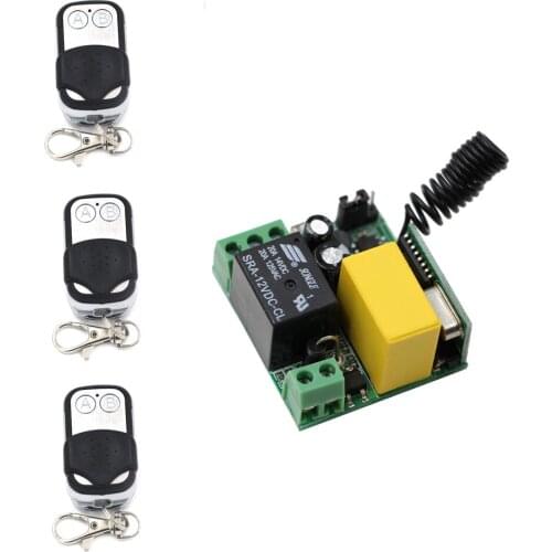 Free Shipping AC220V 1CH 10A RF Wireless Push Remote Control Light Switch System Receiver and Remote Toggle Momentary Latched
