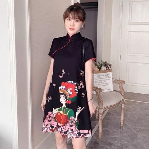 Cheongsam Gothic Clothes Woman Traditional Chinese Dress Qipao Plus Size Summer Clothes Japanese Harajuku Oriental Dress 11911