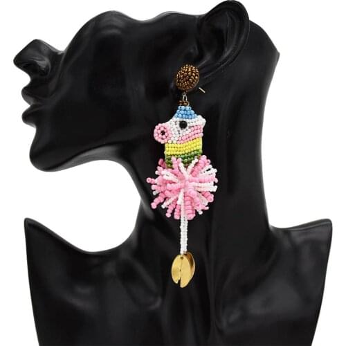 Hot Sell Fashion jewelry Lovely Rice Beads Animal Horse Earrings Cute Party Tassel Earrings For Women Girls Gift