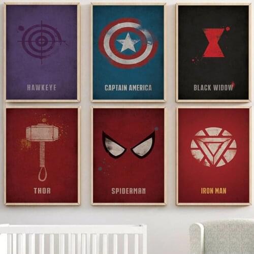 Classic Wall Picture Marvel Movie Anime Nordic Poster Prints Living Room Decor Retro Avengers Superhero Wall Art Canvas Painting