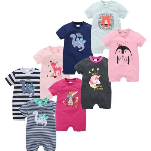 2021 Newborn Summer Baby Boy Rompers Short Sleeve Soft Cotton Cartoon Girl Clothes 0-3 Months ropa de bebe Clothing