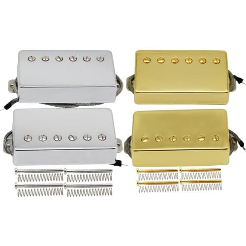 FLEOR 2pcs Alnico 5 Pickup Guitar Humbucker Pickups Neck+Bridge Set for LP Guitar Parts,Chrome/Gold Option