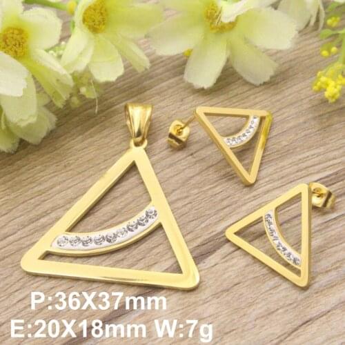 HOT High quality stainless steel jewelry gold color Pendants+ Earring sets for women SFXEAOBC