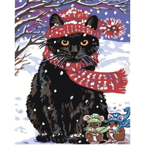 Animal Full Embroidery Mosaic Craft Cat Mouse Diamond Painting Kits Beads Picture Wall Paper Rhinestones Drawing Christmas Gift