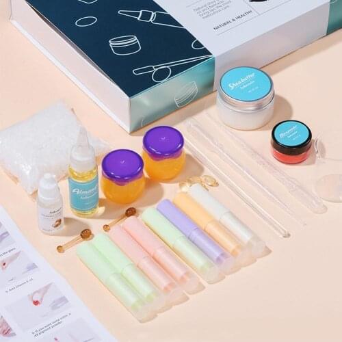 DIY Lip Gloss Kit Base Gel With Lipgloss Tube Pigment Powder Plastic Droppers Lips Mask Jar Vitamin E Capsules Lip Makeup Tools