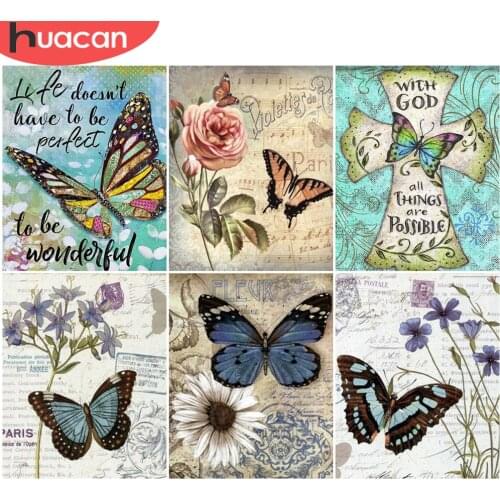 HUACAN DIY Frame Painting By Numbers Butterfly Animal Handpainted Unique Gift Paint By Number On Canvas Modern Wall Arts
