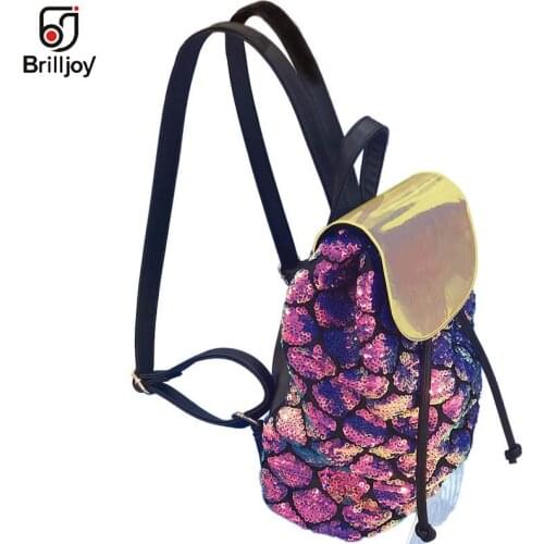 Hologram Laser Gradient Sequins Mermaid Tail Design Dazzling Backpack Shoulder Bag Travel Bag School Bags For Teenage Girl Bags