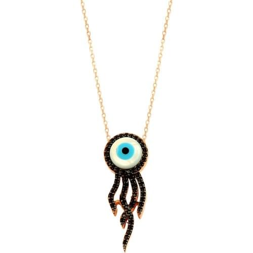 Evil Eye Necklace Jellyfish Medusa Necklace Minimalist Necklace Mother of Pearl Turkish Jewelry Good Luck Nautical Charm
