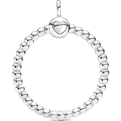 Authentic 925 Sterling Silver Bead Moments Signature Beaded O Pendant Charm Fit Fashion Women Pandora Necklace Gift DIY Jewelry
