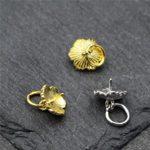 100% 925 Sterling Silver Pearls Pendant Trays Clasps Flower Connector Clasp Bails For Crystal Beads Charms DIY Jewelry Making