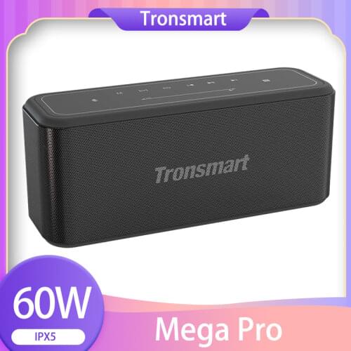 60W Power Tronsmart Mega Pro Bluetooth 5.0 Speaker Portable Speaker Enhanced Bass TWS Column with NFC, IPX5, 10400mAh battery
