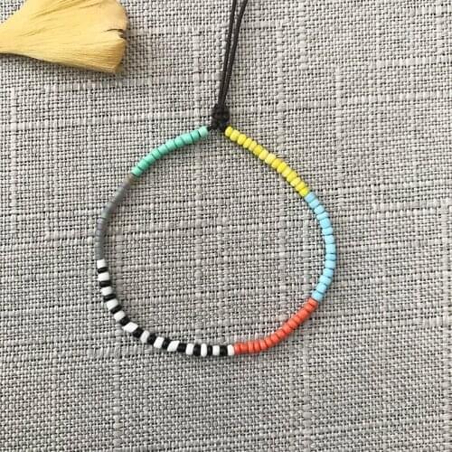 DM Colored Beaded Rope Chain Bracelet Adjustable Plexiglass Ladies High Jewelry Bohemian Trendy Bangles 2020 New Accessories