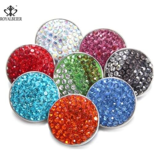 ROYALBEIER 1pc Mix Flower Metal Snap Button Rhinestone Crystal fit 18/20mm DIY Snap Accessories For Women Jewelry KM0128