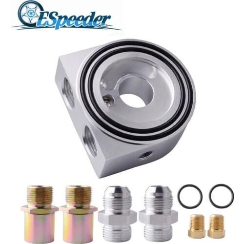 ESPEEDER Oil Cooler Filter Sandwich Plate Thermostat Adaptor 3/4" 16-UNF With AN10 Fitting Oil Sandwich Adapter