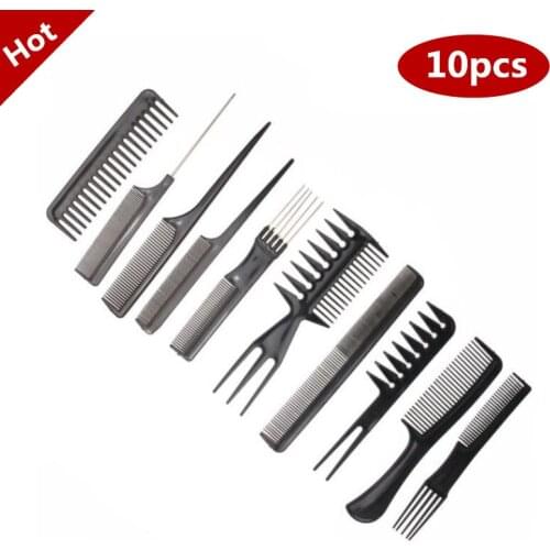Best New 10pcs/Set Professional Hair Brush Comb Salon Barber Hair Combs Hairbrush Hairdressing Combs Hair Care Styling Tools