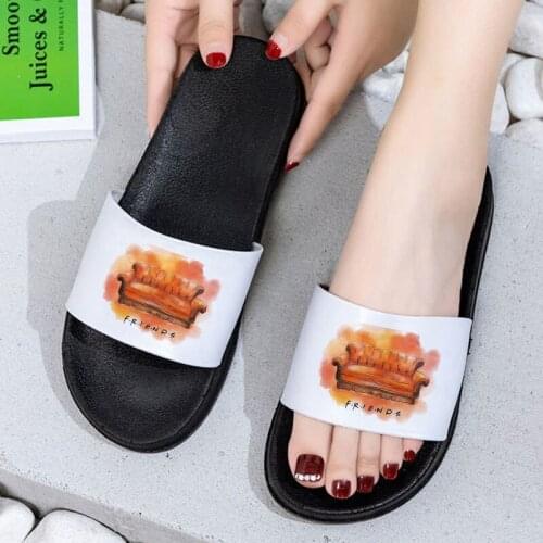 Shoes For Women friends tv show Pattern Home Non-slip Slippers Bathroom Soft Sole Flip Flops Summer Beach Flat Slides Ladies
