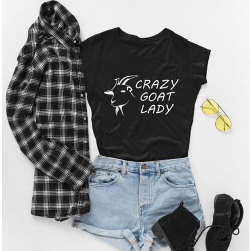 Crazy Goat Lady Shirt Funny Animal Lovers Goat tshirt Unisex Clothes women fashion graphic grunge tumblr tee cotton casual tops