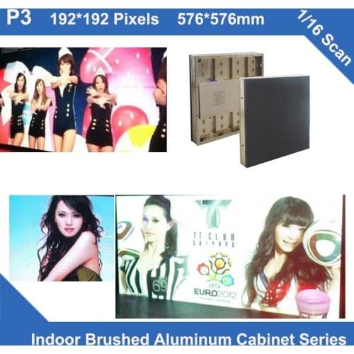 TEEHO new FREE sending card flight case 6pcs/lot P3 indoor golden brushed Aluminum Cabinet 576mm*576mm 1/16 scan video rental