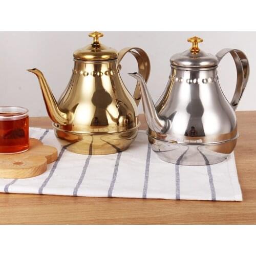Thicken 304 Stainless Steel Teapot Filter Flower Teapot with Infuser High-grade Small Long Mouth Restaurant Hotel Teapot