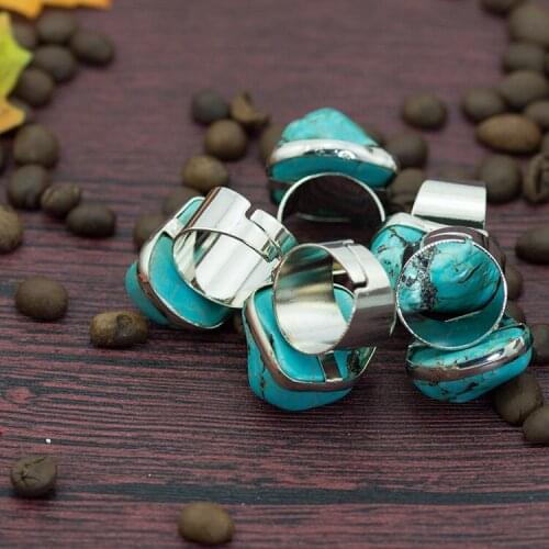 Vintage Boho Blue Stone Finger Ring for Women Bohemian Punk Antique Silver Color Metal Rings Gypsy Indian Festival Party Jewelry