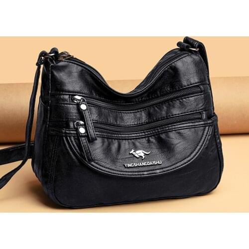 Female Bag Soft PU Crossbody Shoulder Bags for Women Casual Ladies Multi Layers Pure Color Large Capacity Shopper Handbags