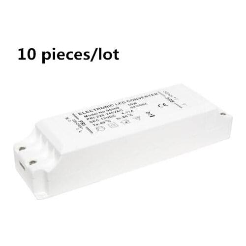 10 pcs/lot LED DRIVER led transformer adapter 12vdc output 50w plastic cover 220v to 12v for led strip mr11 mr16