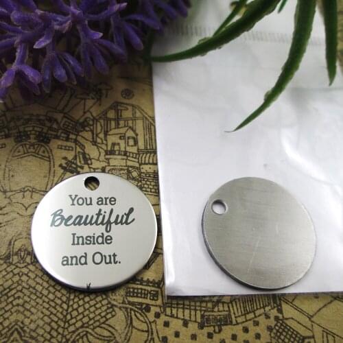 10pcs--"YOU ARE BEAUTIFUL INSIDE AND OUT"stainless steel charms 5 styles for choosing DIY Charms for necklace bracelets