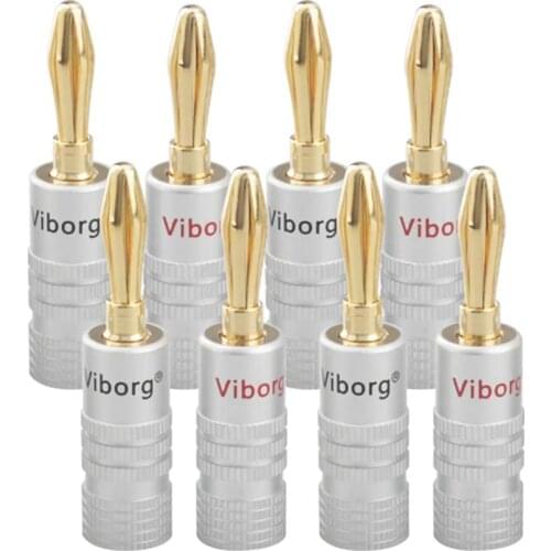 100pcs Banana Connectors Excellent New 24K Gold Nakamichi Speaker Banana Plugs For Audio Video Speaker Connector Black Red Color