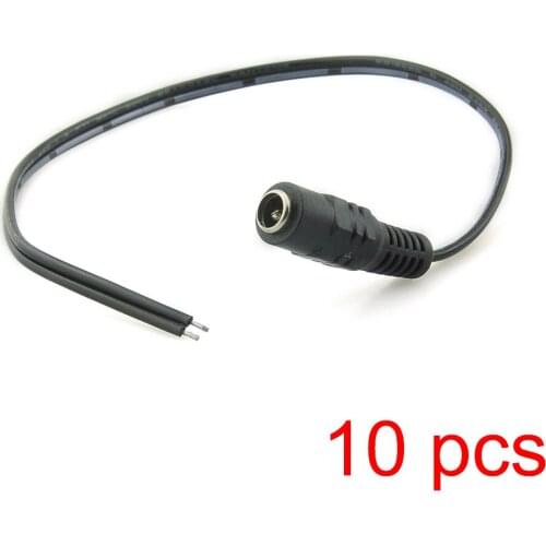 10x DC Power Cable 2.1*5.5mm Female Connector Pigtail Plug Adapter Tail CCTV