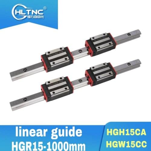 15mm linear guide rail HGR15-1000mm 2 pcs +4 pcs linear block carriage HGH15CA or HGW15CC FOR CNC router