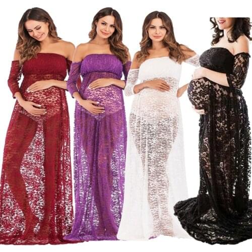 2019 Maternity Photography Props Sexy Lace Stretchy Pregnancy Long Maternity Dress for Photo Shoot Dresses Vestido women