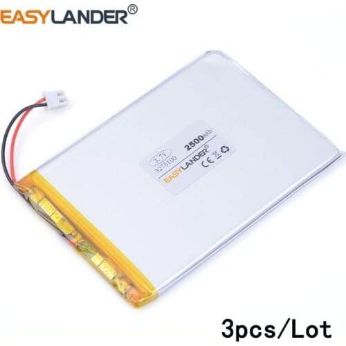 3pcs /Lot 3275100 2500mAh 3.7V lithium Li ion polymer rechargeable batteryFor Tablet Pc DIY Power mobile Power bank PAD DVD