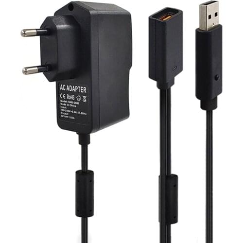 AC 100V-240V Power Supply Adapter USB Charging Charger for 360 XBOX360 Kinect Sensor -EU Plug